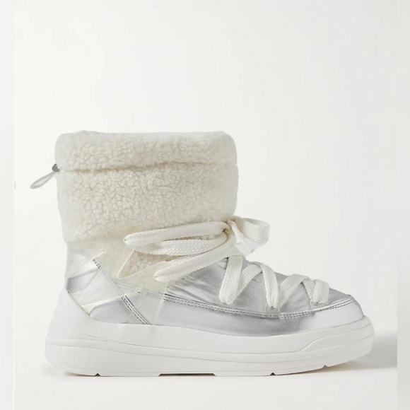 MONCLER Insolux M Rubber Trimmed Fleece Metallic and Leather Snow Boots - NWT - Picture 4 of 14